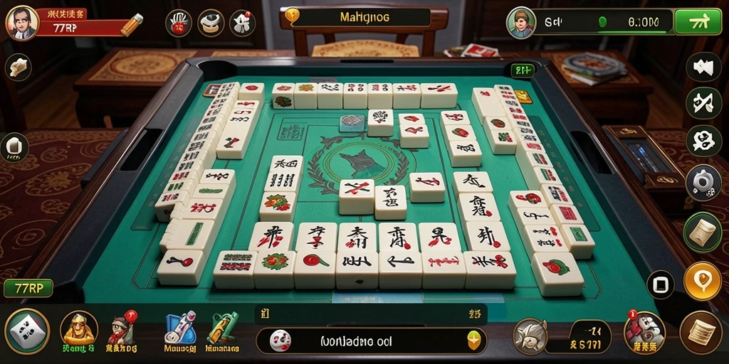 Tampilan gameplay 77RP dengan ubin Mahjong yang berwarna-warni.