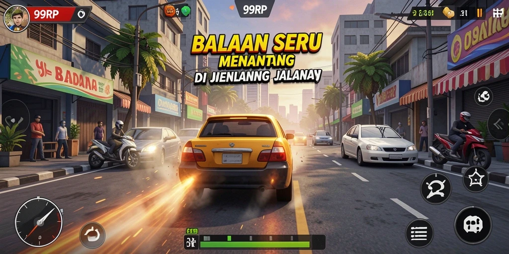 Tampilan gameplay seru dari permainan balap 99RP.