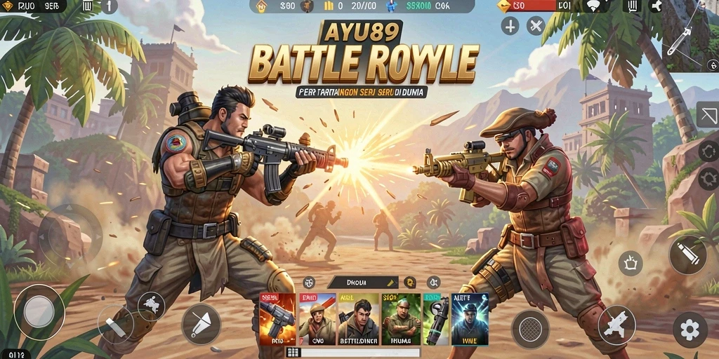 Tampilan epik dari gameplay seru AYU89 di medan pertempuran.