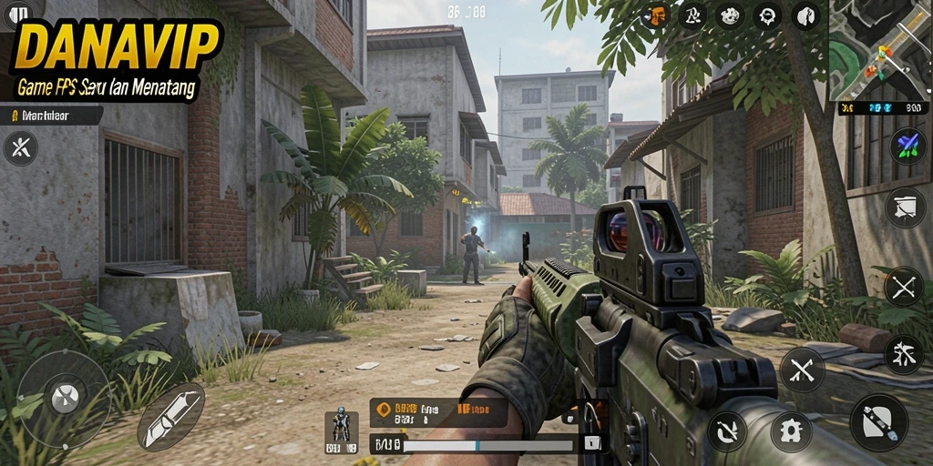 Screenshot gameplay DANAVIP dengan intensitas pertarungan FPS yang luar biasa.
