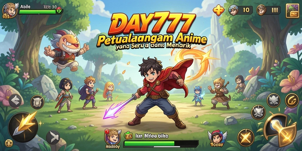 Screenshot gameplay DAY777 menampilkan aksi seru di dunia anime.