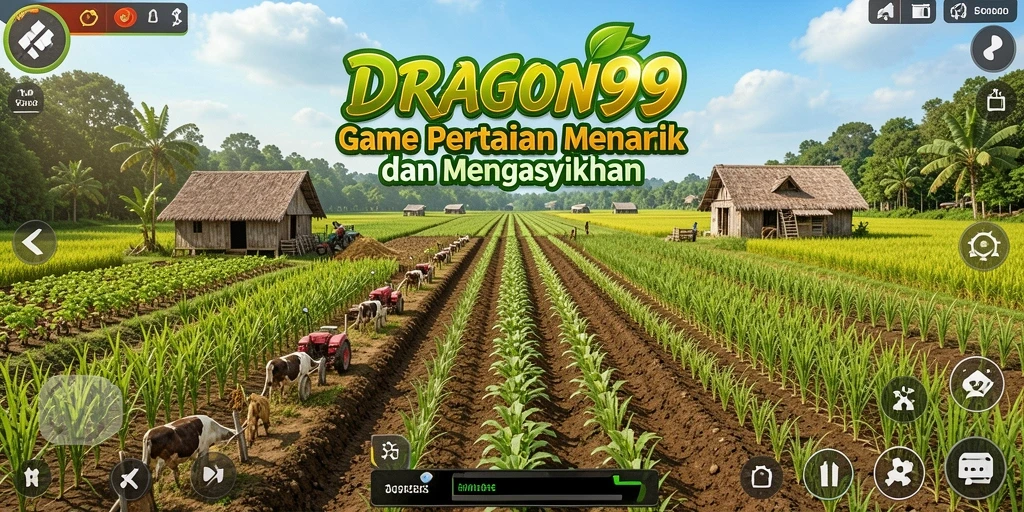 Screenshot utama DRAGON99 menampilkan aktivitas bertani yang seru dan interaktif.
