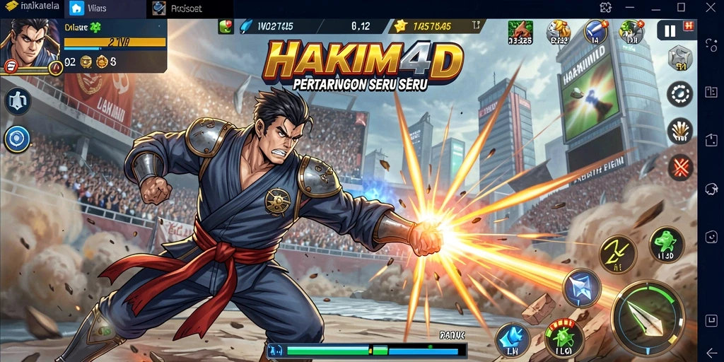Tampilan seru gameplay HAKIM4D dalam pertarungan epik.