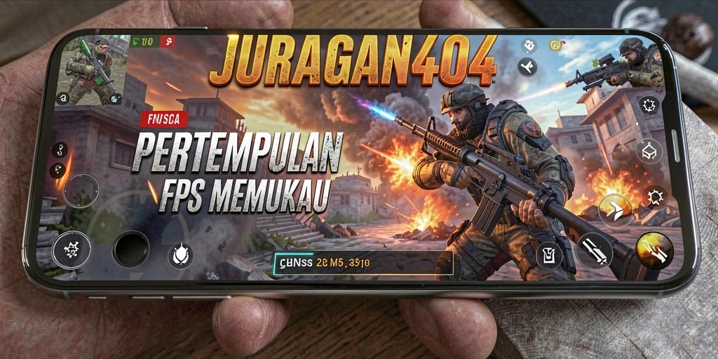 Tangkapan layar gameplay intens JURAGAN404 saat pertempuran.