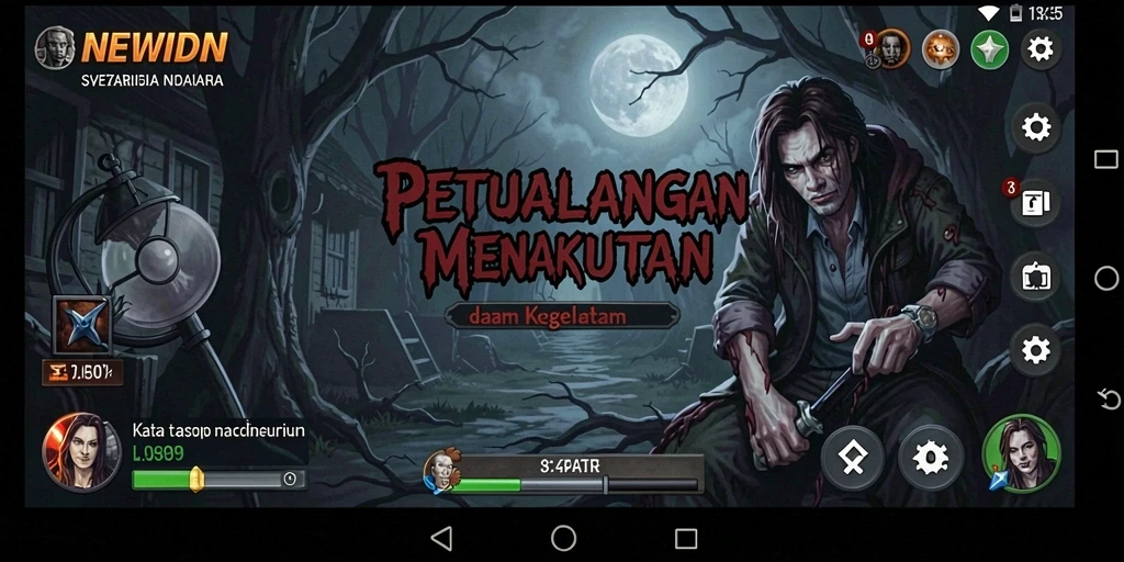 Tangkapan layar dari gameplay <strong>NEWIDN</strong> menunjukkan suasana horor yang mendalam dan mencekam.