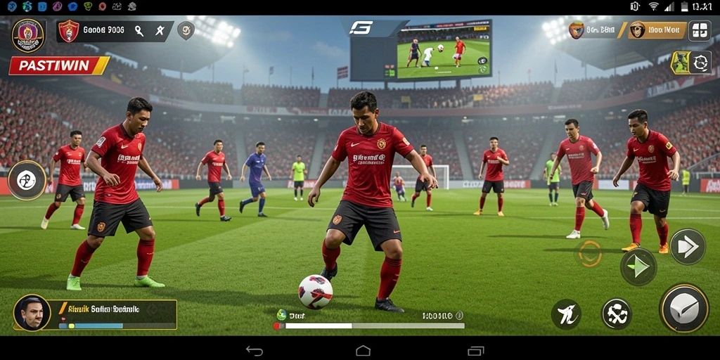 Screenshot gameplay PASTIWIN menampilkan aksi seru di lapangan.