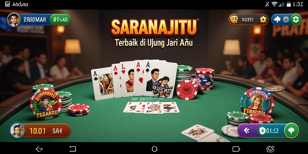 Tampilan gameplay Poker di SARANAJITU yang menegangkan.