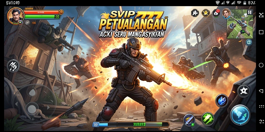 Tampilan gameplay seru dari SVIP777 saat karakter bertarung melawan musuh.