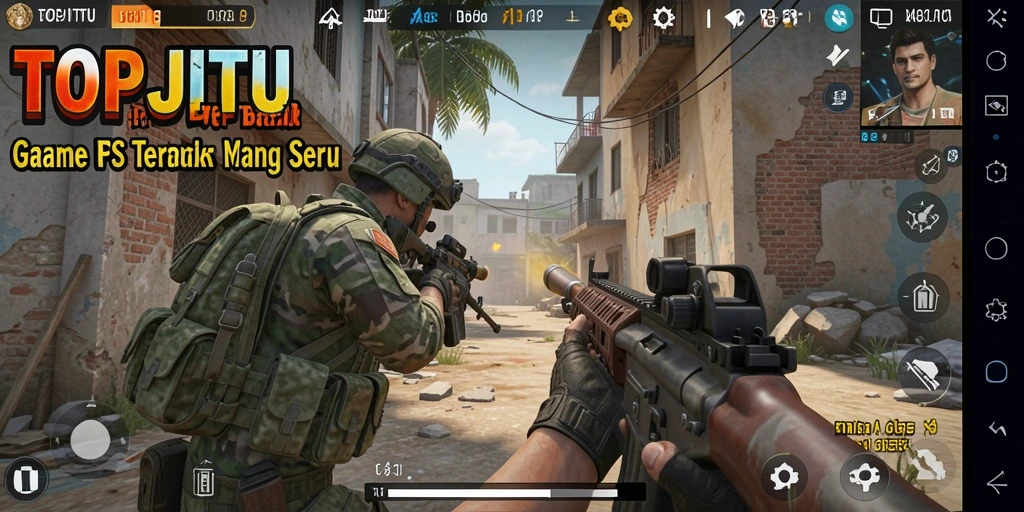 Screenshot menunjukkan aksi menembak intens dalam permainan FPS.