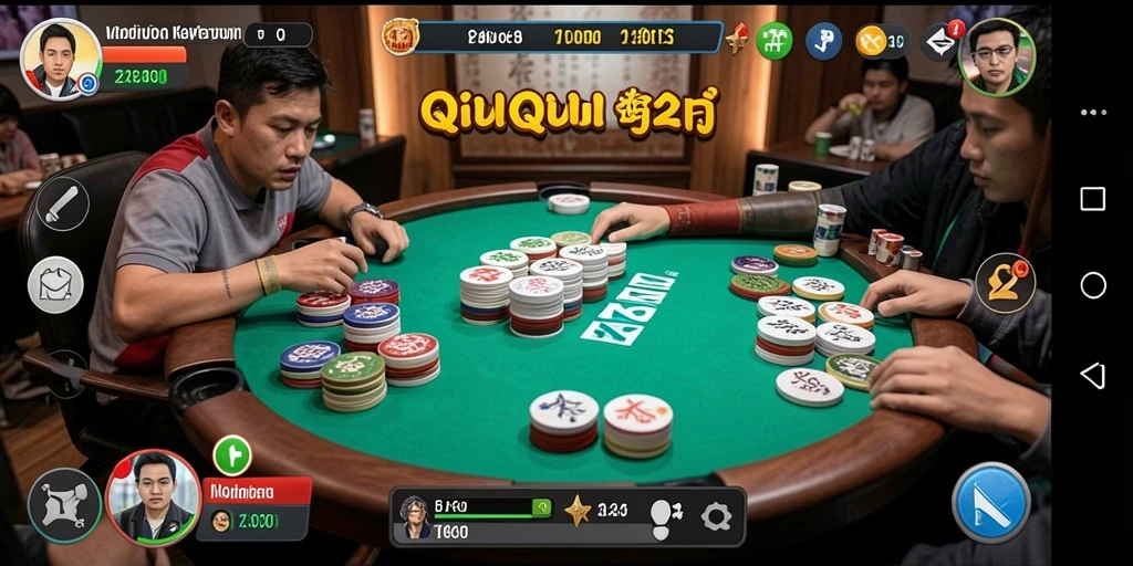 Screenshot ZK3 menampilkan aksi seru dalam permainan QiuQiu.